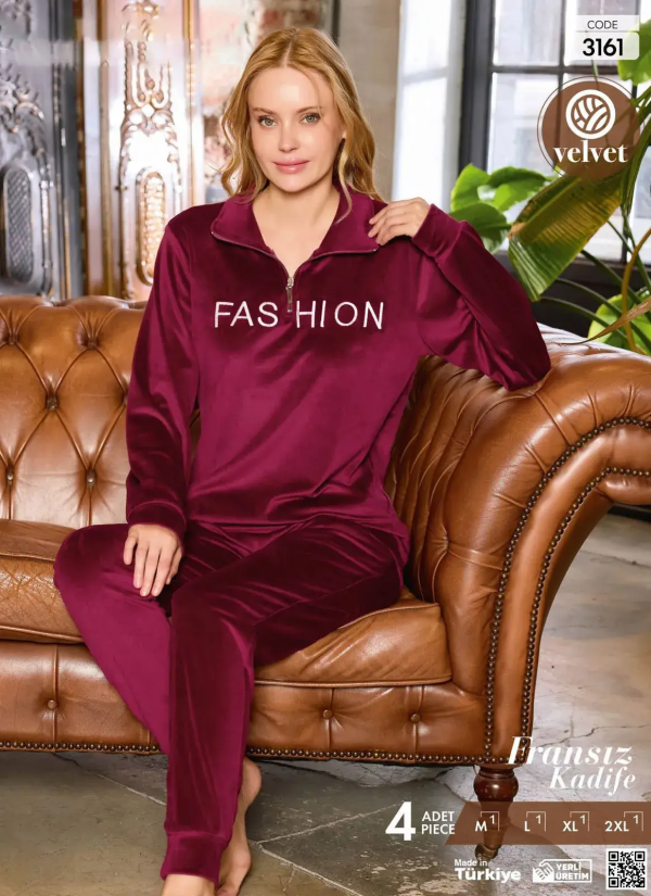 Pijamo 3161 Velour Women's Pajama Set (M+L+XL+2XL) — factory-direct from Turkey