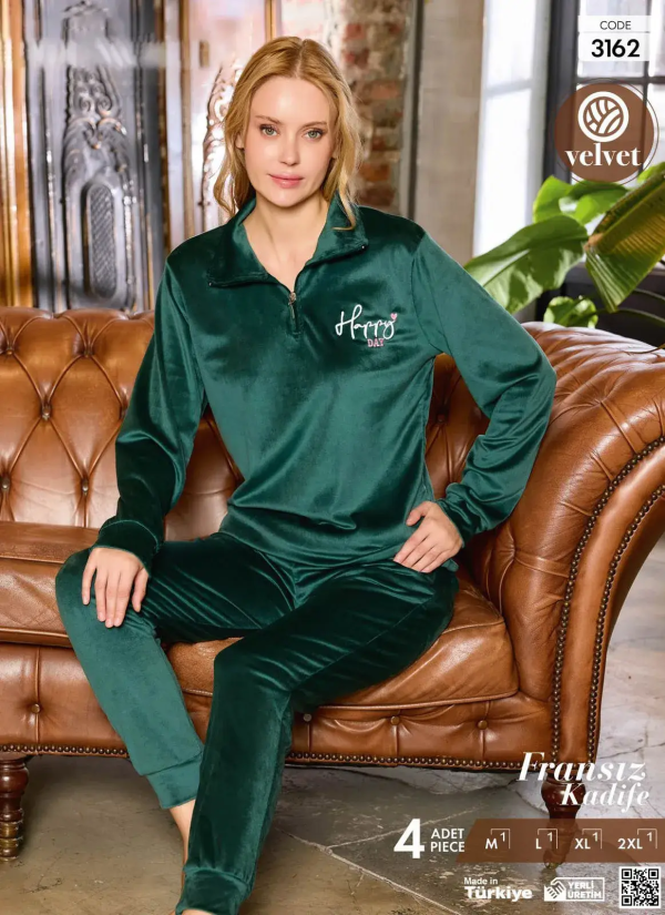 Pijamo 3162 Velour Women's Pajama Set (M+L+XL+2XL) — Turkish textile wholesale