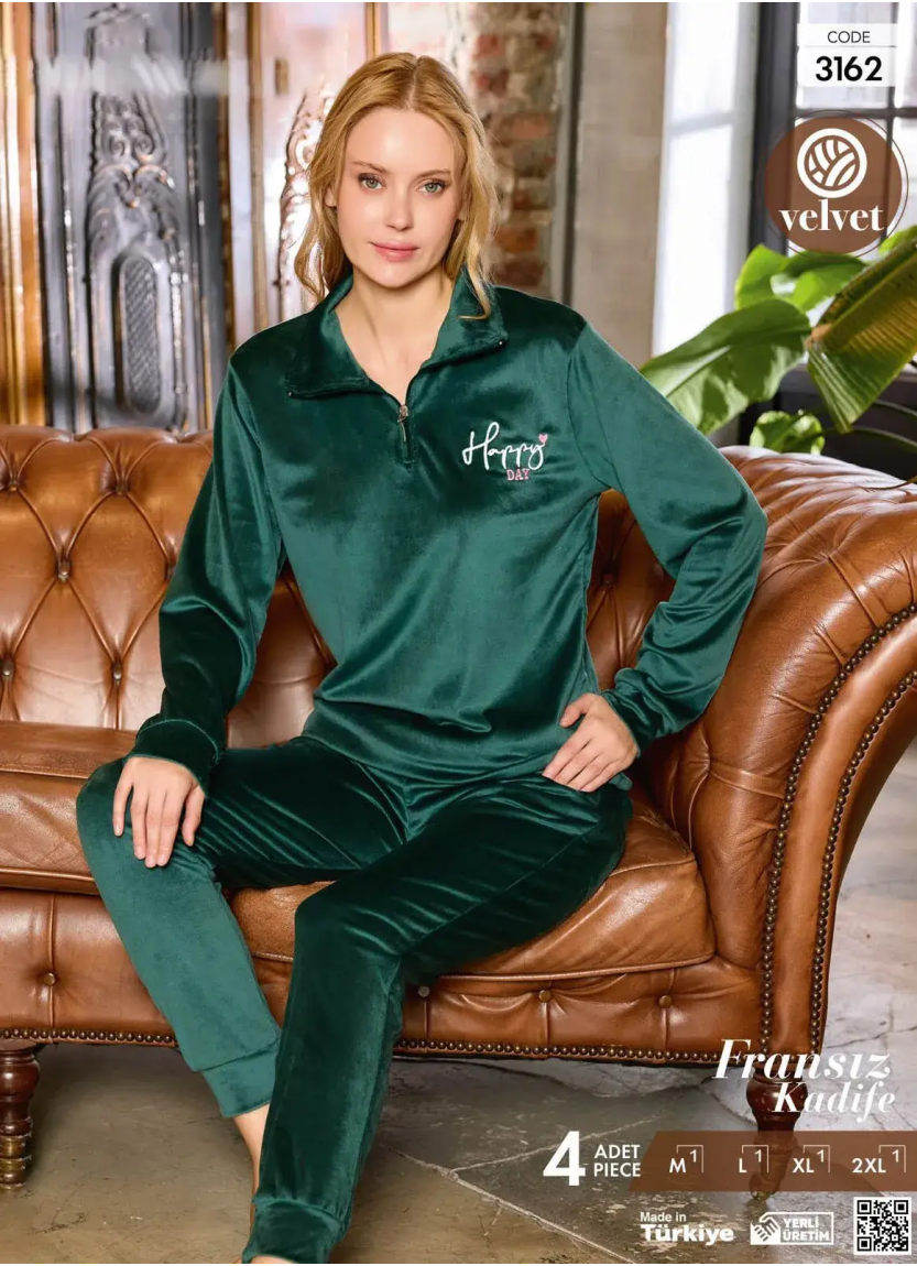 Pijamo 3162 Velour Women's Pajama Set (M+L+XL+2XL) — Turkish textile wholesale