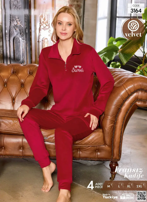 Pijamo 3164 Velour Women's Pajama Set (M+L+XL+2XL) — wholesale from Turkey