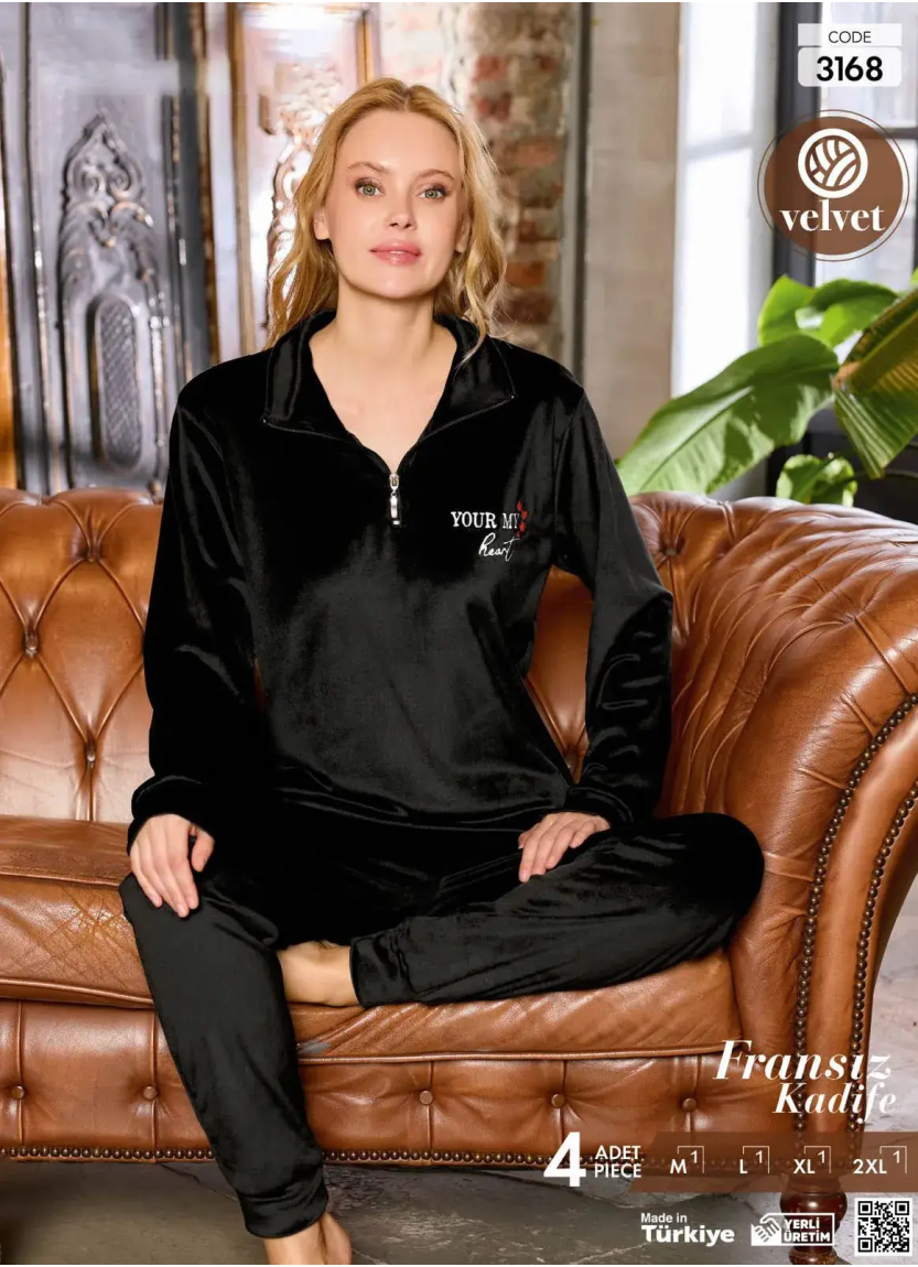 Pijamo 3168 Velour Women's Pajama Set (M+L+XL+2XL) — wholesale from Turkey