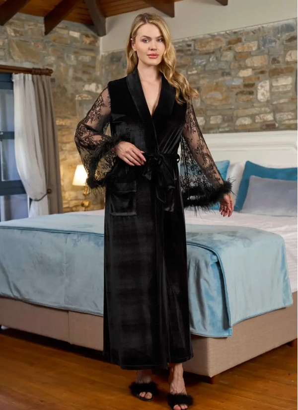 AQUA 26353 Velour Women's Robe — Turkish textile wholesale 2