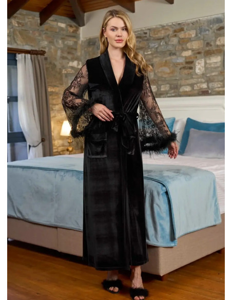 AQUA 26353 Velour Women's Robe — direct Turkish factory supply