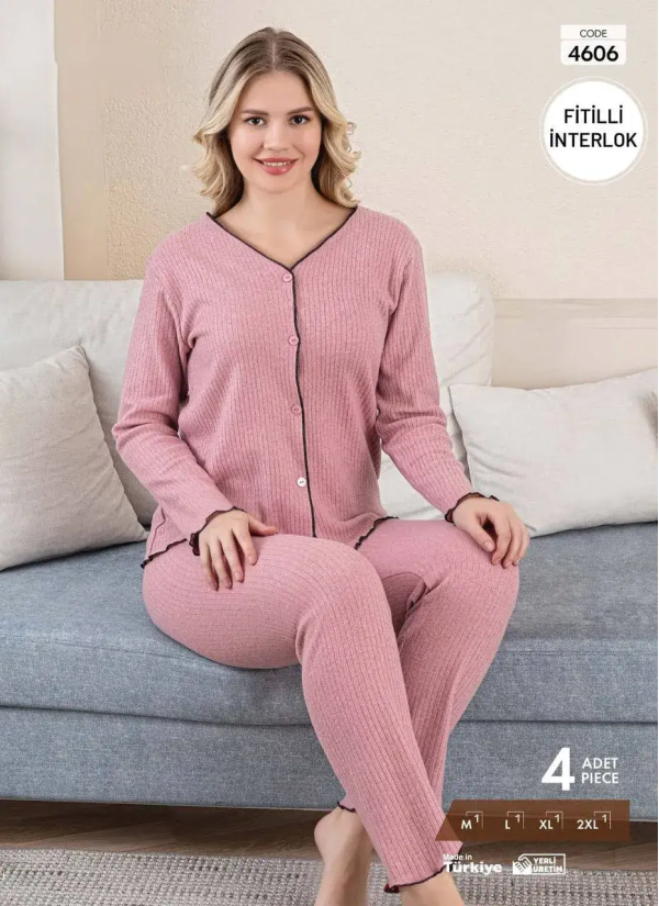 Pijamo 4606 Interlock Women's Pajama Set (M+L+XL+2XL) — direct Turkish factory supply