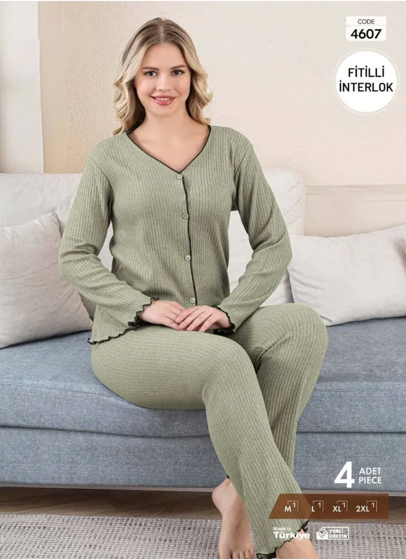 Pijamo 4607 Interlock Women's Pajama Set (M+L+XL+2XL) — wholesale from Turkey