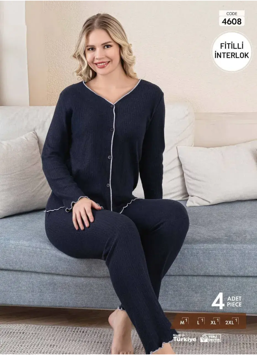 Pijamo 4608 Interlock Women's Pajama Set (M+L+XL+2XL) — factory-direct from Turkey