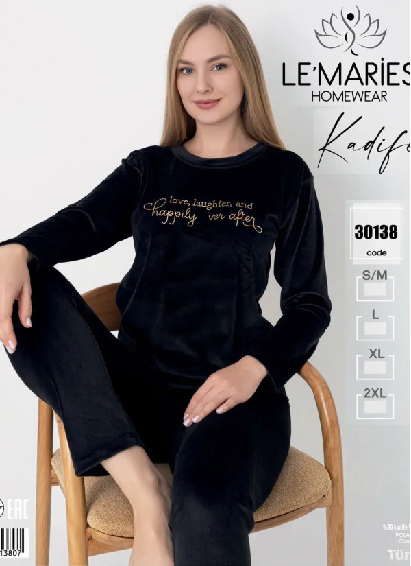 LEMARIES Kdf 30168 Velour Pants Homewear Set (S/M+L+XL+XXL) — Turkish textile wholesale