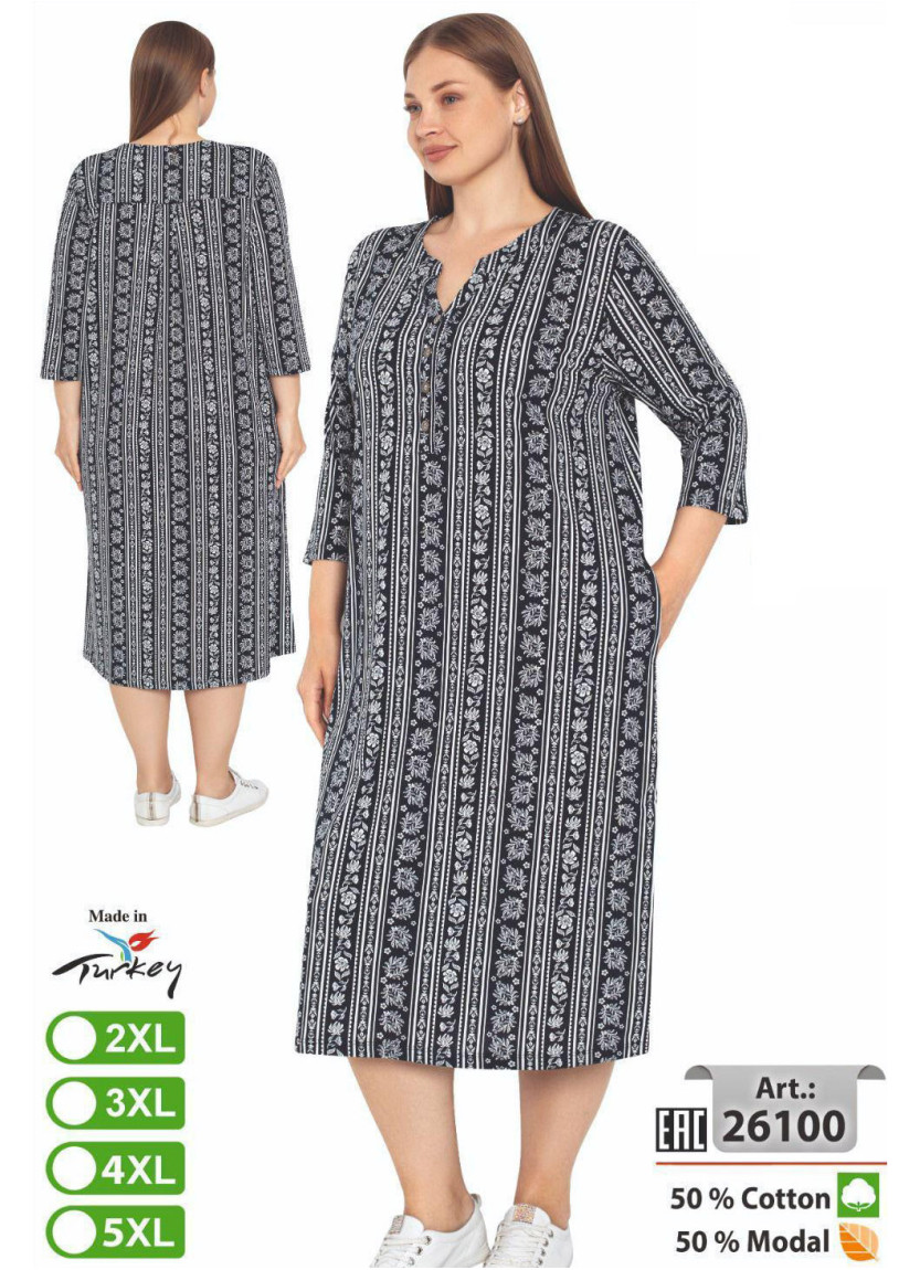 Платье Cotton-MODAL (2XL+3XL+4XL+5XL) intensive 26100 — оптовая поставка из Турции