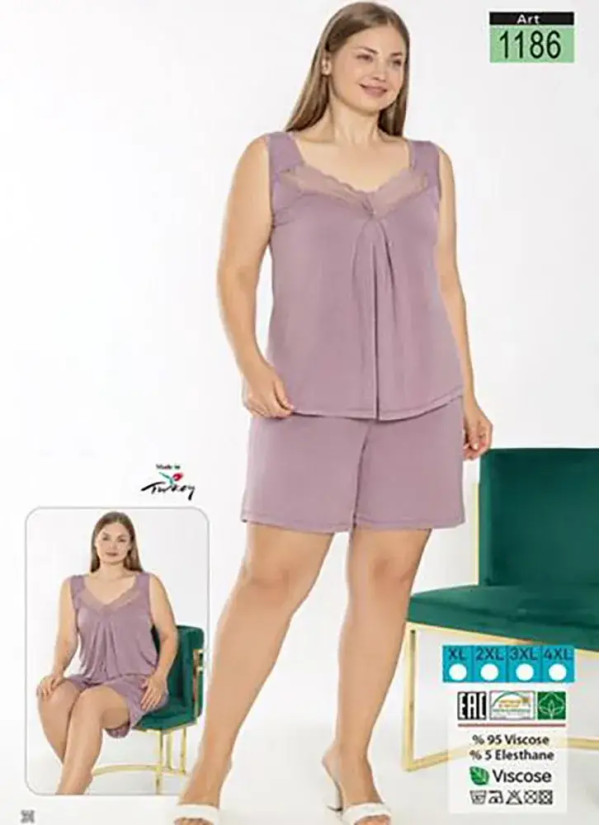 Женский Комплект с Шортами Viscose (XL+XXL+3XL+4XL) LAGERTHA LAGERTHA 1186 — оптовая поставка из Турции