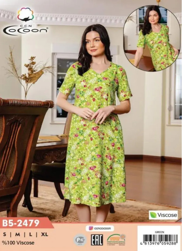 CCNB5-2479_GRN Viscose Dress (S+M+L+XL) — Turkey wholesale collection