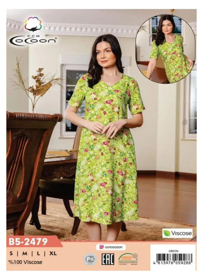 CCNB5-2479_GRN Viscose Dress (S+M+L+XL) — Turkey wholesale collection