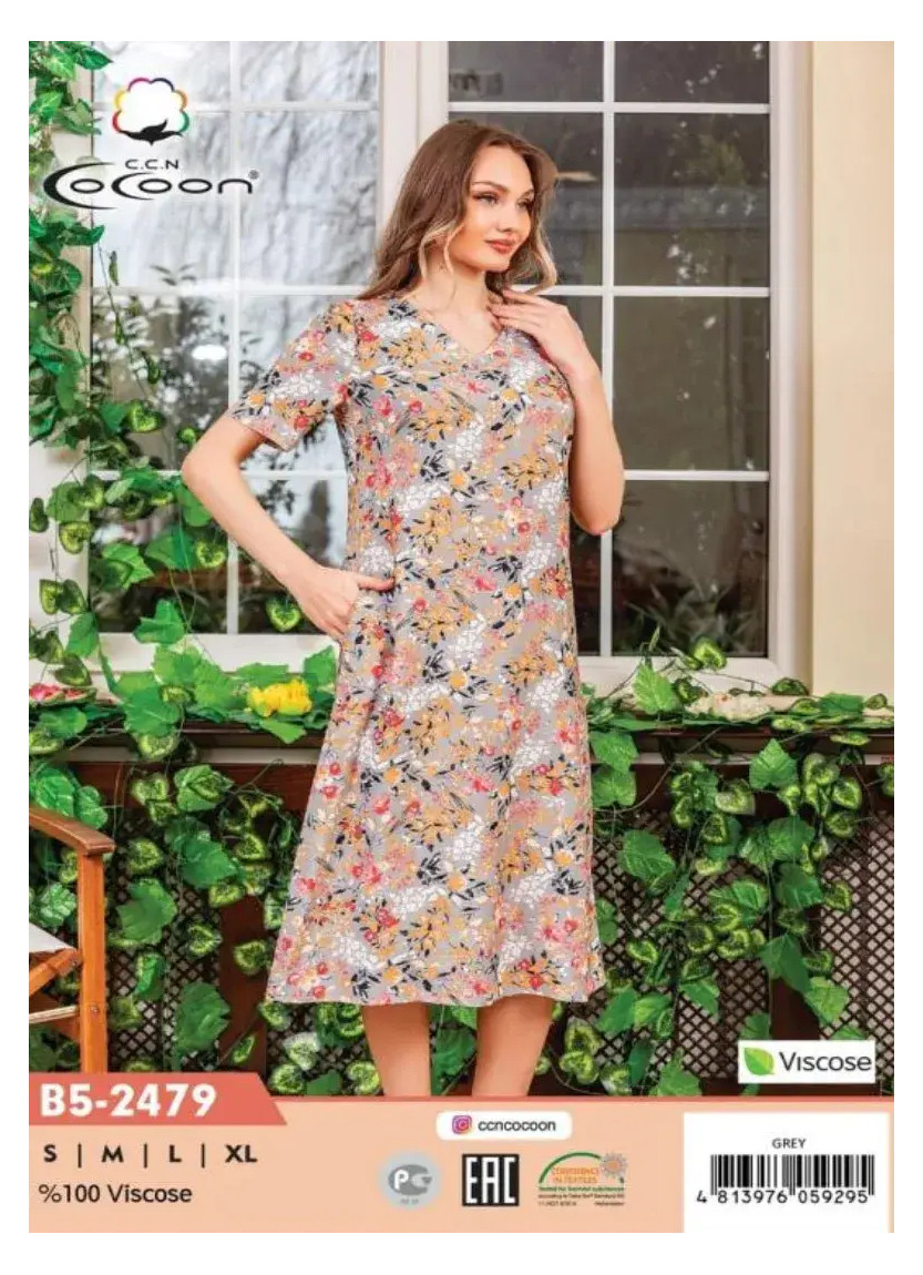 CCNB5-2479_GRY Viscose Dress (S+M+L+XL) — Turkish factory wholesale