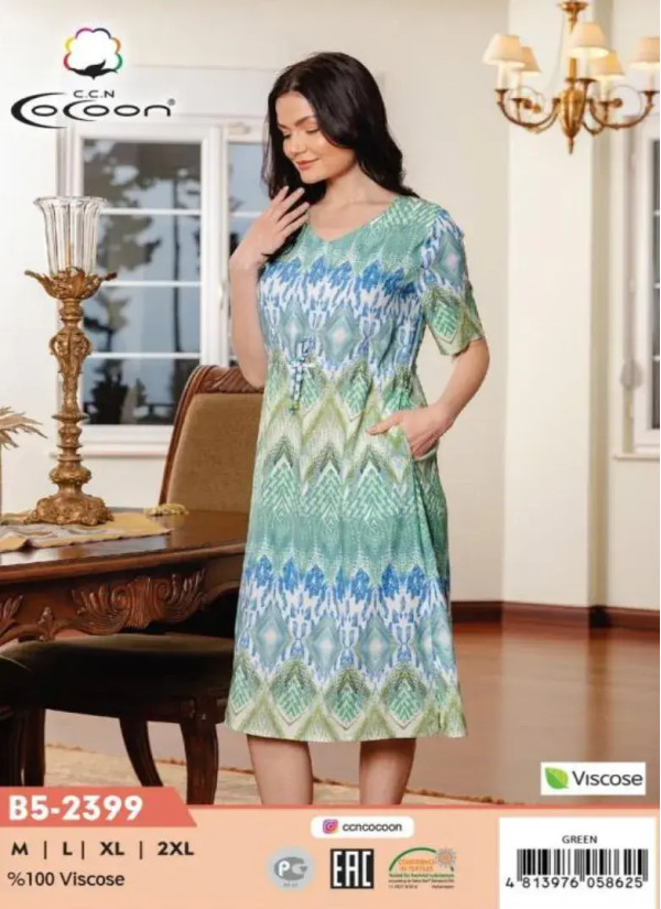 CCNB5-2399_GRN Viscose Dress (M+L+XL+2XL) — direct Turkish factory supply