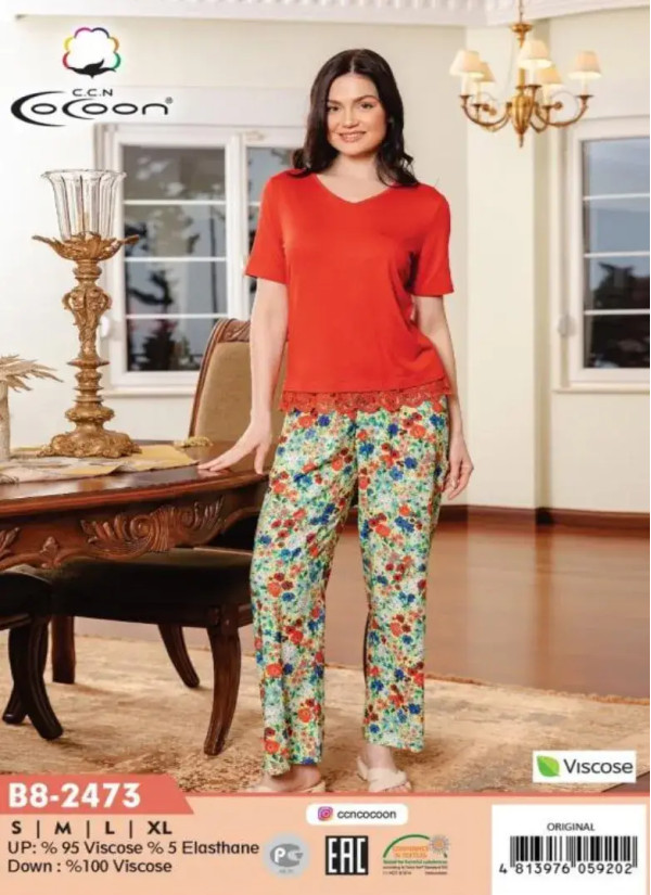CCNB8-2473_ORI Viscose Women's Pajama Set (S+M+L+XL) — wholesale from Turkey