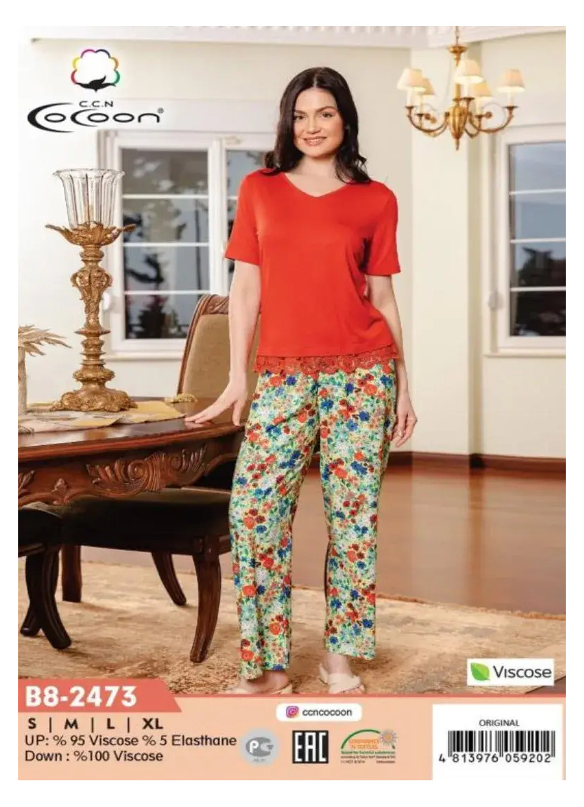 Комплект (пижама) Вискоза S+M+L+XL COCOON CCNB8-2473_ORI — купить оптом из Турции