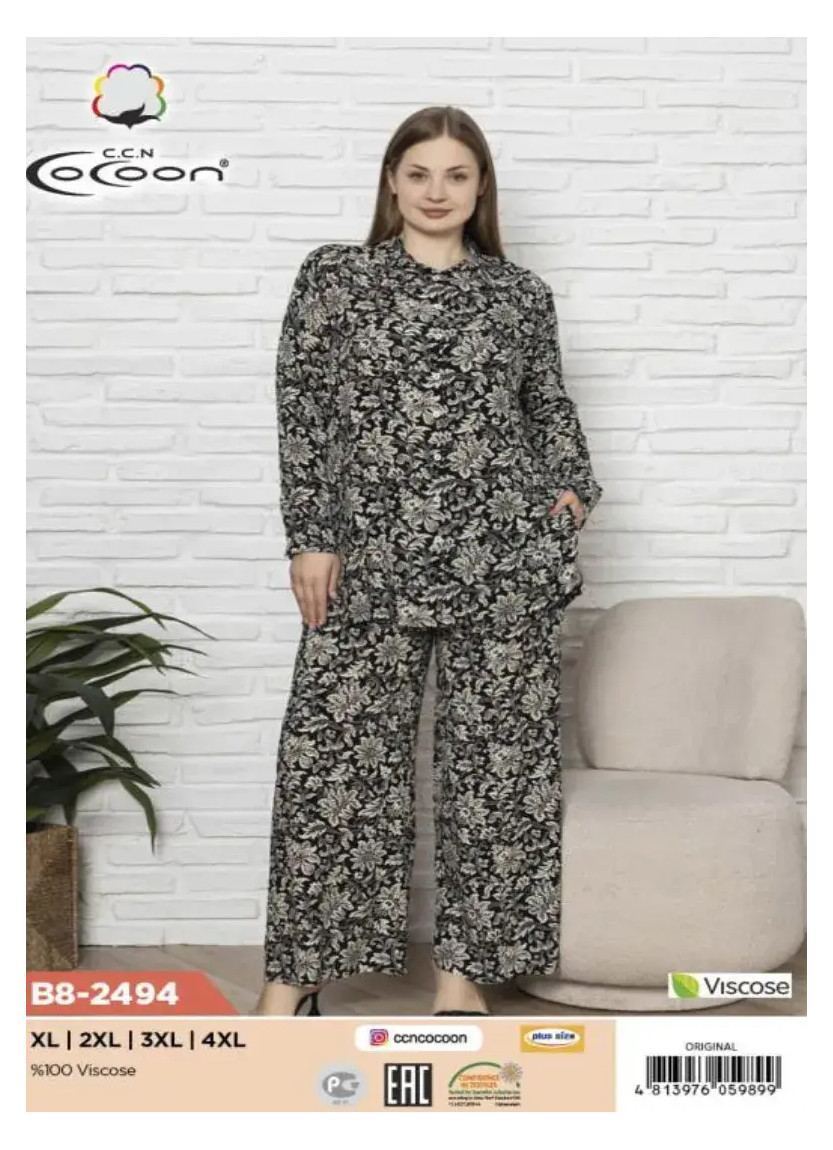 Комплект (пижама) Вискоза XL+2XL+3XL+4XL COCOON CCNB8-2494_ORI — турецкий текстиль оптом