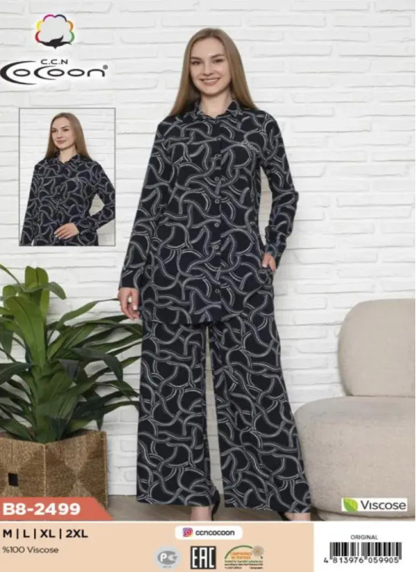 CCNB8-2499_ORI Viscose Women's Pajama Set (M+L+XL+2XL) — factory-direct from Turkey