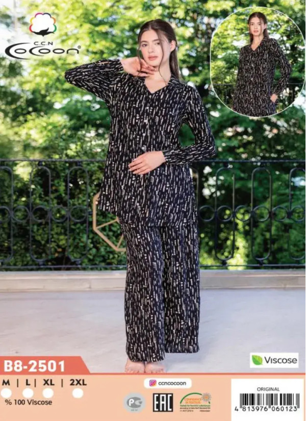 CCNB8-2501_ORI Viscose Women's Pajama Set (M+L+XL+2XL) — Turkish textile wholesale