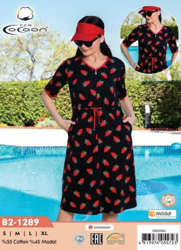 CCNB2-1289_ORI Women's Robe (S+M+L+XL) — direct Turkish factory supply