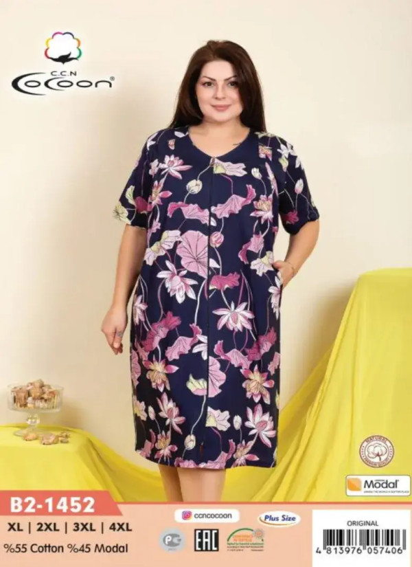 CCNB2-1452_ORI Women's Robe (XL+2XL+3XL+4XL) — direct Turkish factory supply