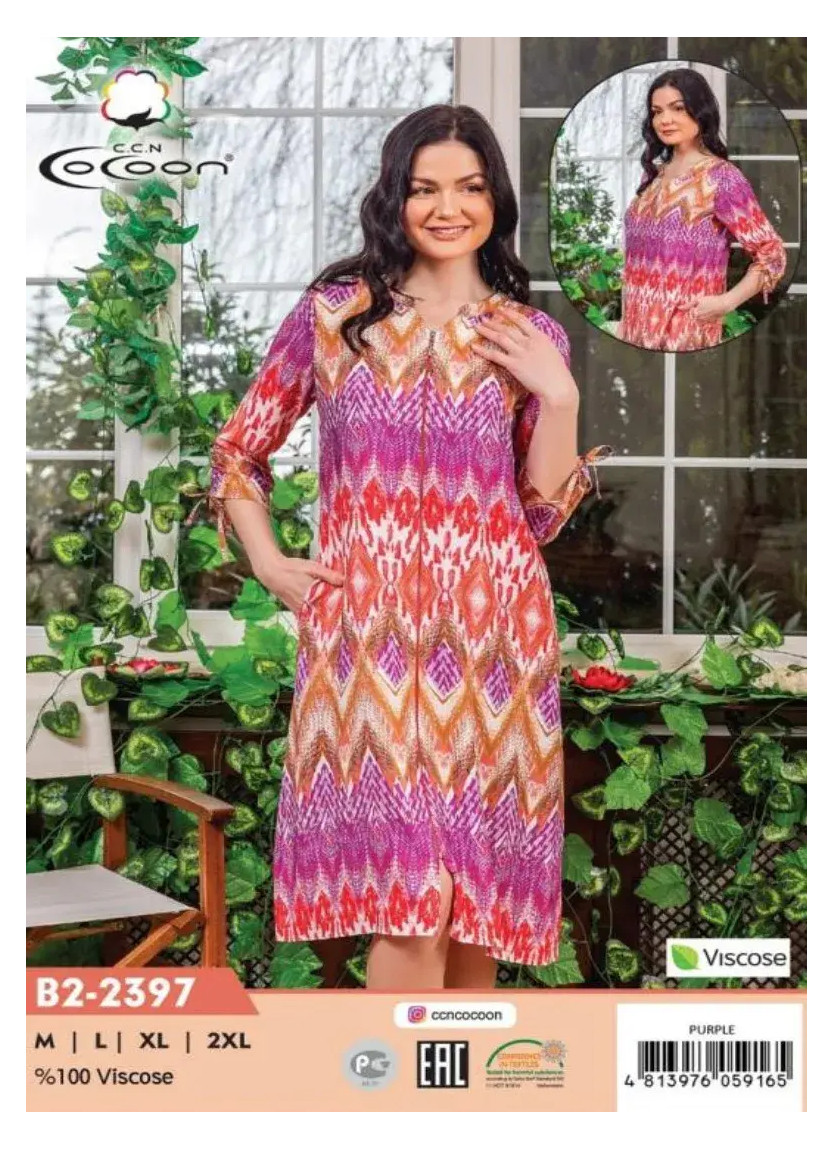 CCNB2-2397_MOR Viscose Women's Robe (M+L+XL+2XL) — direct Turkish factory supply