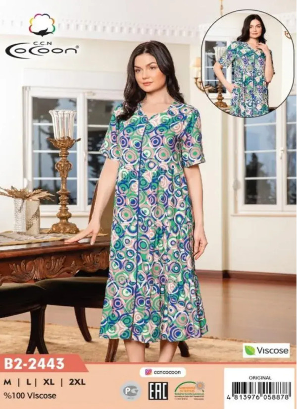 CCNB2-2443_ORI Viscose Women's Robe (M+L+XL+2XL) — wholesale from Turkey