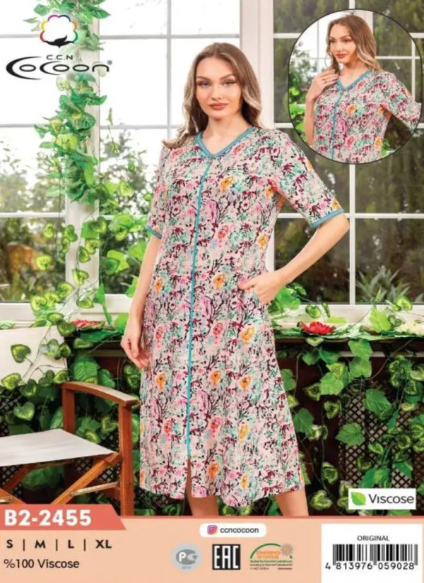 CCNB2-2455_ORI Viscose Women's Robe (S+M+L+XL) — Turkish textile wholesale
