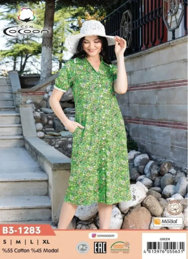 CCNB3-1283_GRN Women's Robe (S+M+L+XL) — Turkish textile wholesale