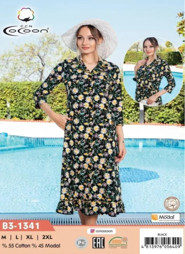 CCNB3-1341_BLA Women's Robe (M+L+XL+2XL) — wholesale from Turkey