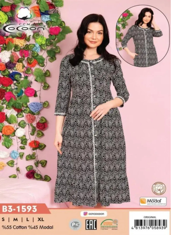 CCNB3-1593_ORI Women's Robe (S+M+L+XL) — factory-direct from Turkey