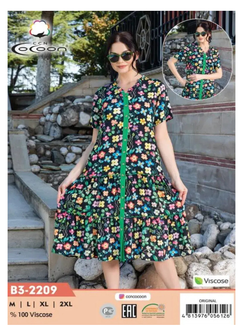 Платье M+L+XL+2XL Вискоза COCOON CCNB3-2209_ORI — турецкий текстиль оптом