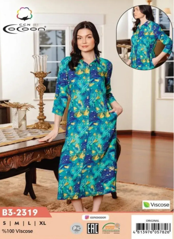 CCNB3-2319_ORI Viscose Women's Robe (S+M+L+XL) — factory-direct from Turkey