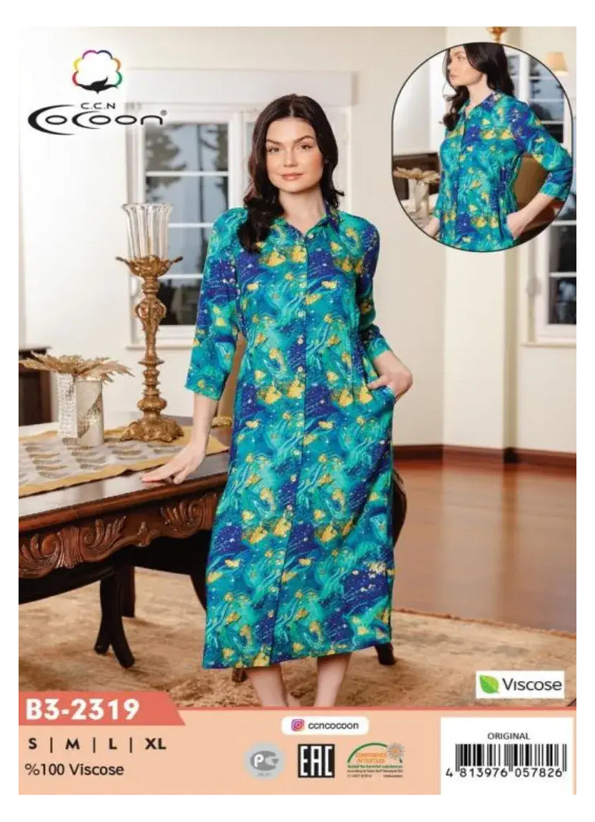 CCNB3-2319_ORI Viscose Women's Robe (S+M+L+XL) — factory-direct from Turkey