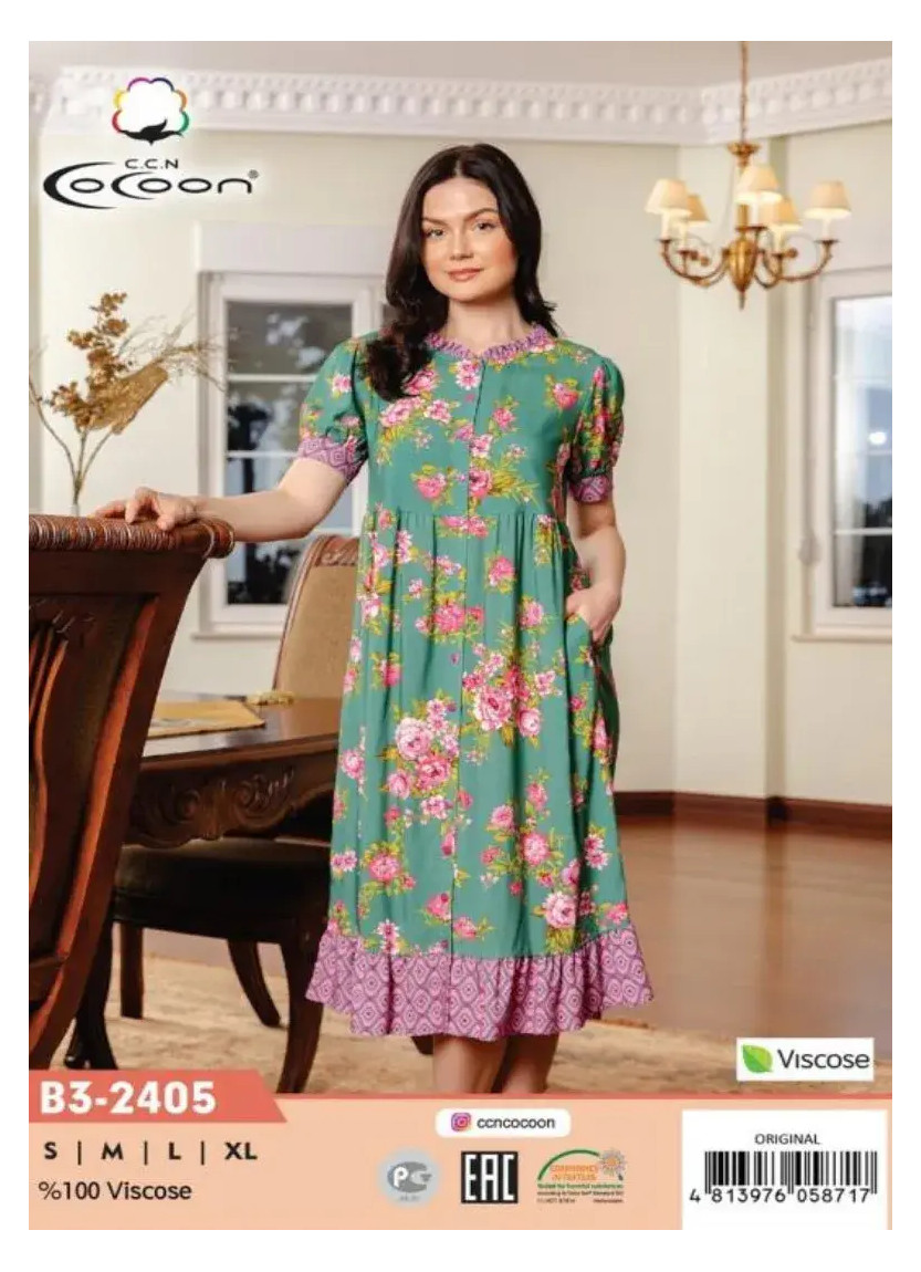 Платье S+M+L+XL Вискоза COCOON CCNB3-2405_ORI — турецкий текстиль оптом
