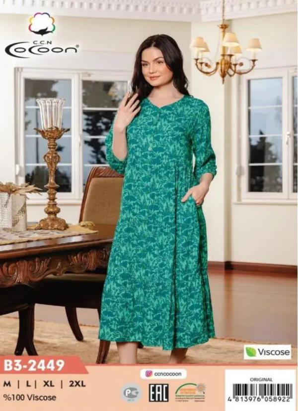 CCNB3-2449_ORI Viscose Women's Robe (M+L+XL+2XL) — factory-direct from Turkey