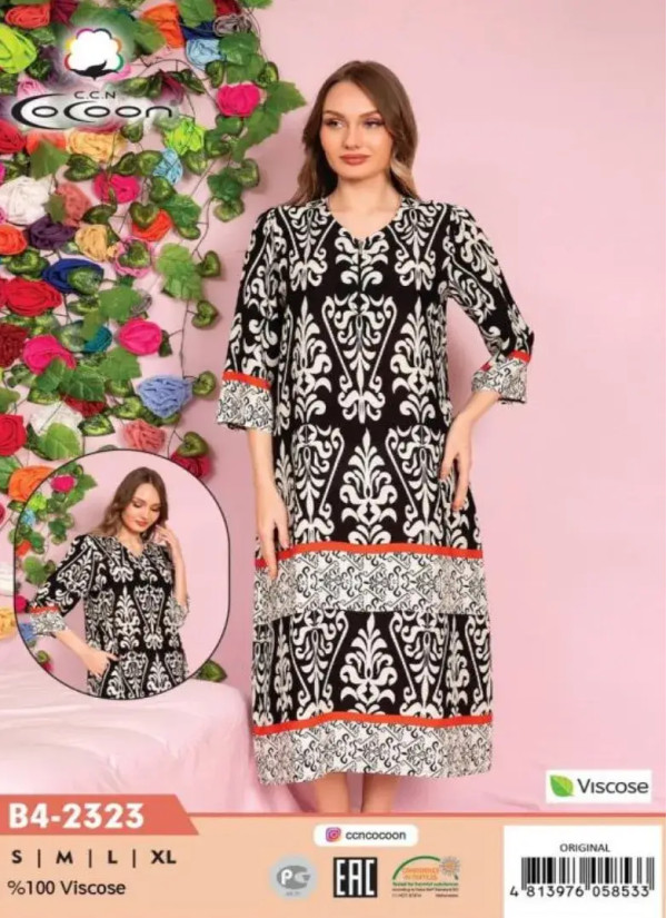CCNB4-2323_ORI Viscose Women's Robe (S+M+L+XL) — factory-direct from Turkey