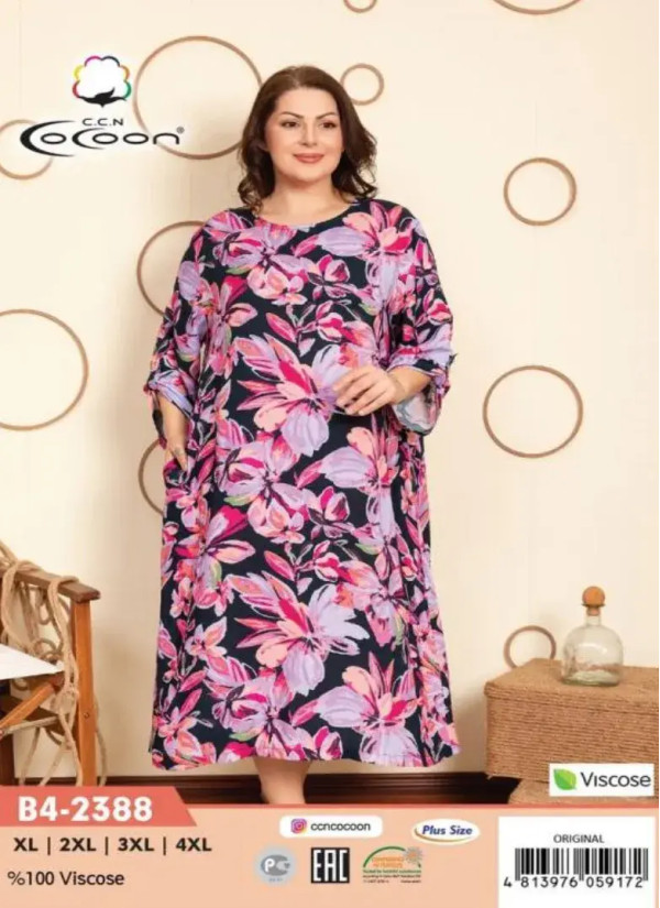 CCNB4-2388_ORI Viscose Women's Robe (XL+2XL+3XL+4XL) — Turkish textile wholesale