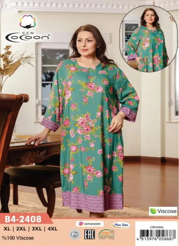 CCNB4-2408_ORI Viscose Women's Robe (XL+2XL+3XL+4XL) — direct Turkish factory supply