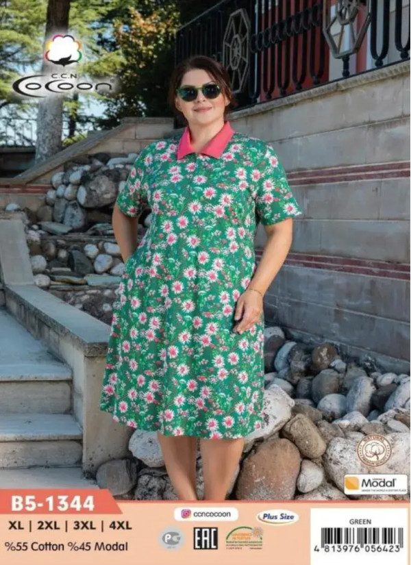 CCNB5-1344_GRN Dress (XL+2XL+3XL+4XL) — factory-direct from Turkey