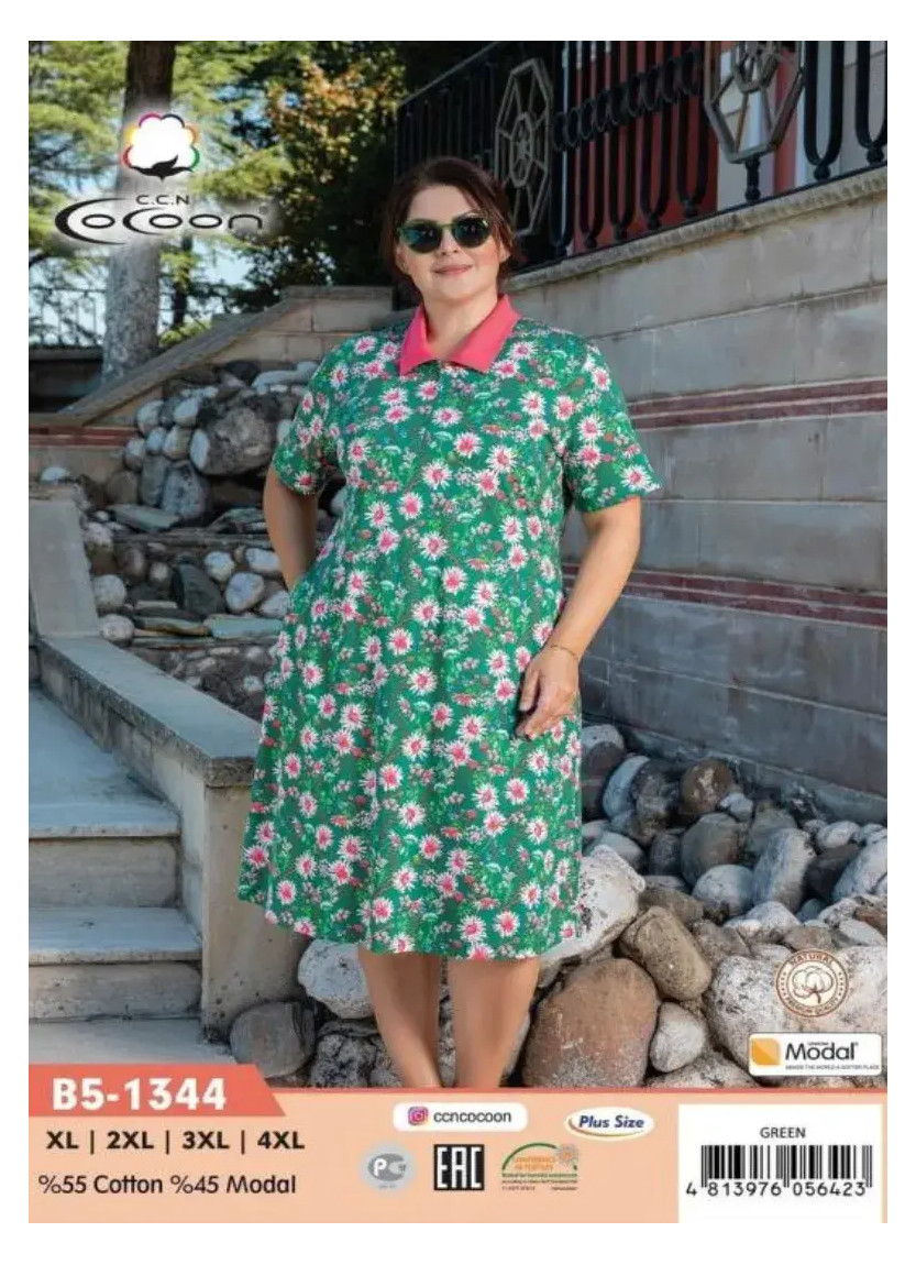 CCNB5-1344_GRN Dress (XL+2XL+3XL+4XL) — factory-direct from Turkey