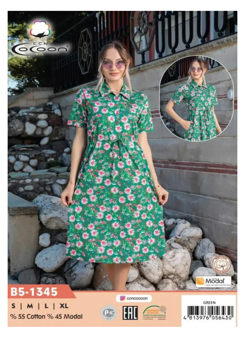 Платье S+M+L+XL COCOON CCNB5-1345_GRN — турецкий текстиль оптом
