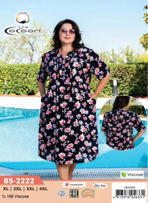 CCNB5-2222_ORI Viscose Dress (XL+2XL+3XL+4XL) — wholesale from Turkey