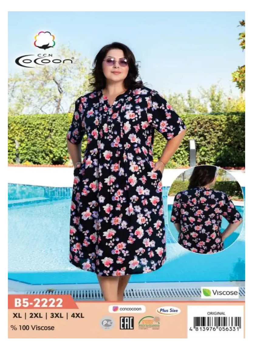 CCNB5-2222_ORI Viscose Dress (XL+2XL+3XL+4XL) — wholesale from Turkey