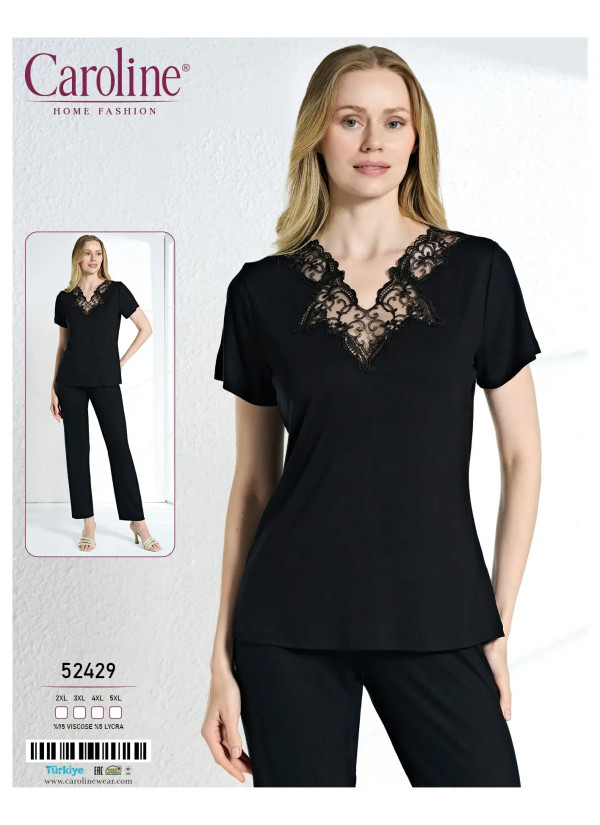 Caroline 52429 Women's Pajama Set (2XL+3XL+4XL+5XL) — Turkish textile wholesale