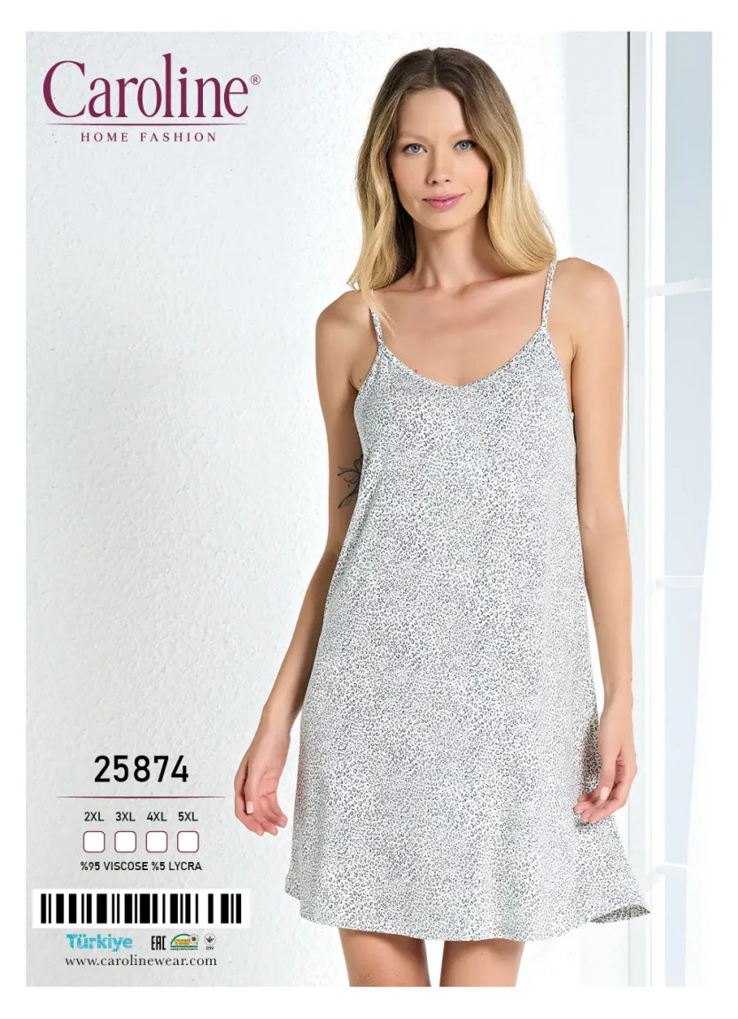 Ночная Сорочка Женская 2XL+3XL+4XL+5XL Caroline 25874 — купить оптом из Турции