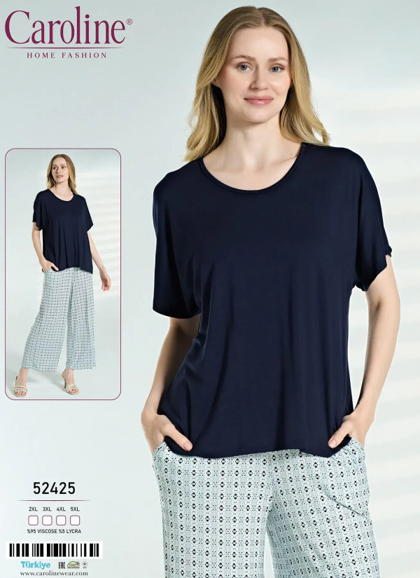 Caroline 52425 Women's Pajama Set (2XL+3XL+4XL+5XL) — Turkish textile wholesale