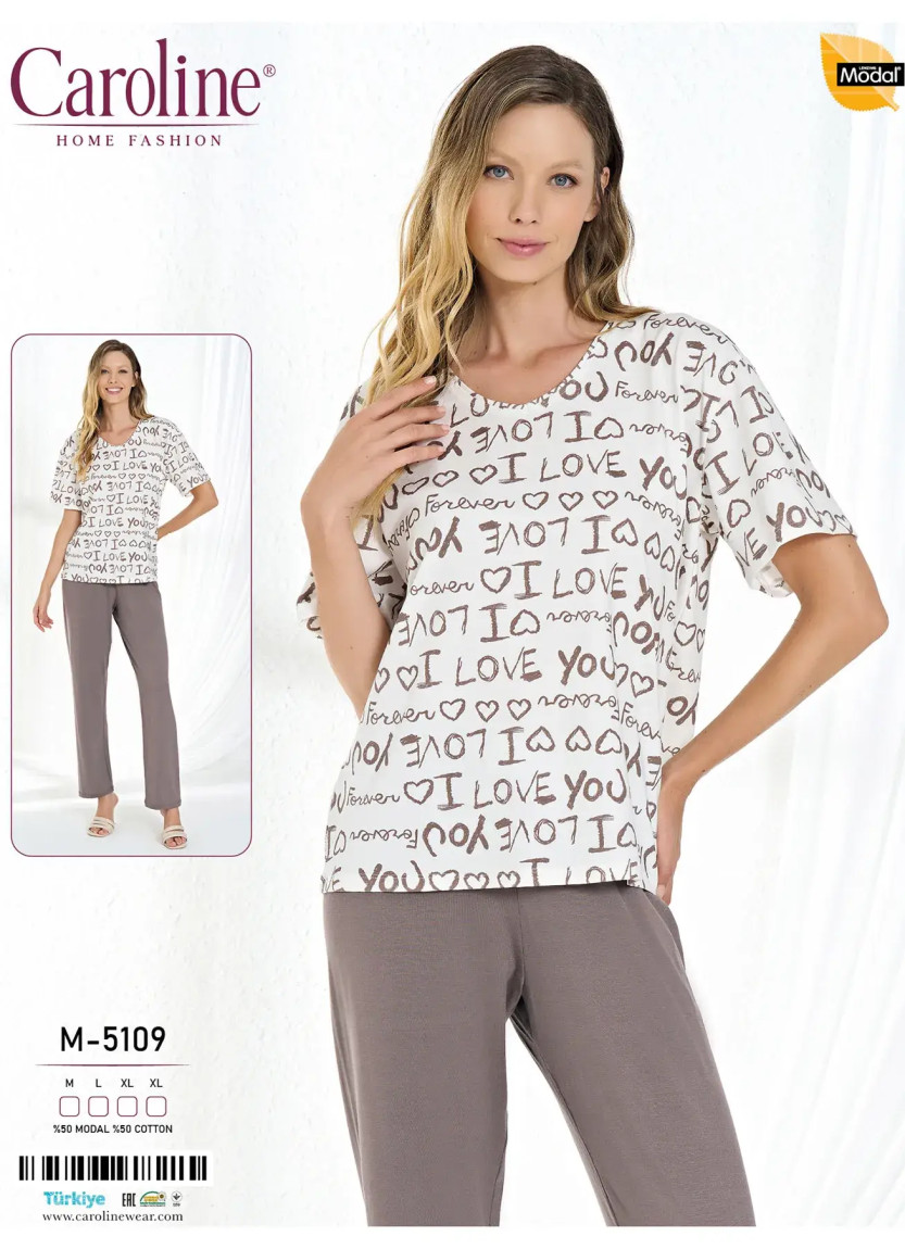 Пижама Женская Комплект с Брюками M+L+XL+XL Caroline M-5109 — оптом для магазинов и бутиков