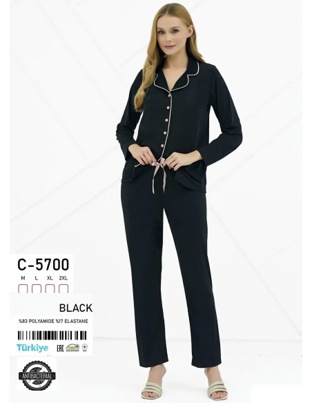 Пижама Женская Комплект с Брюками M+L+XL+2XL Caroline C-5700 — турецкий текстиль оптом