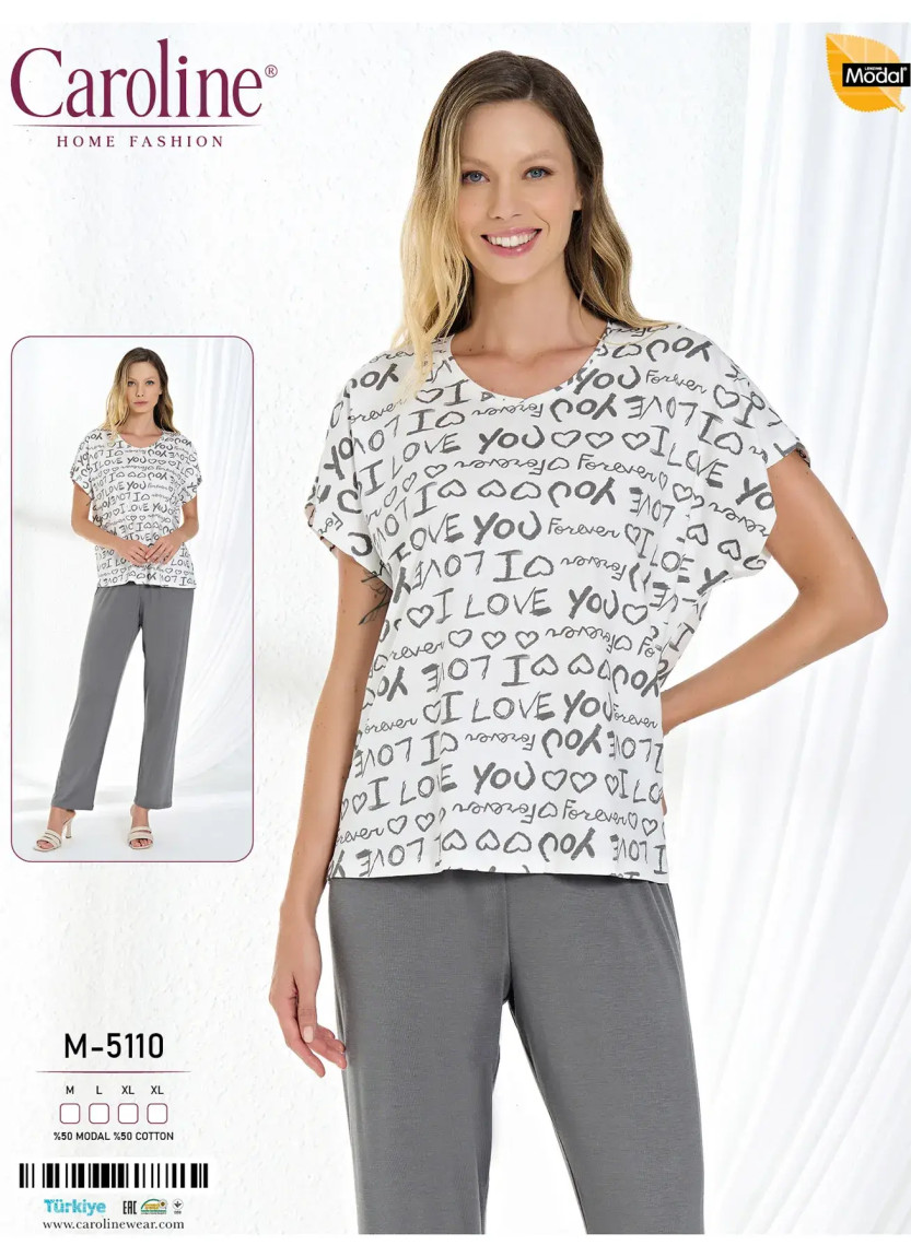 Пижама Женская Комплект с Брюками M+L+XL+XL Caroline M-5110 — купить оптом со Стамбула