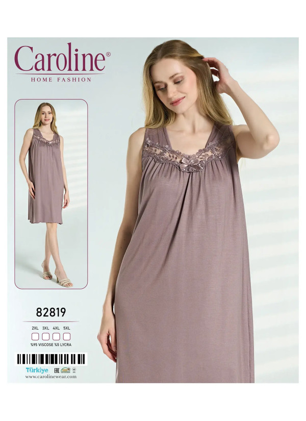 Caroline 82819 Оптом Турция Фабрика Ночная Сорочка Женская 2XL+3XL+4XL+5XL Caroline 82819 Купить Оптом с Турции